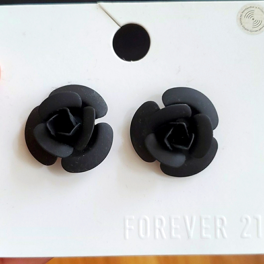 Forever21 Black Rose Earrings